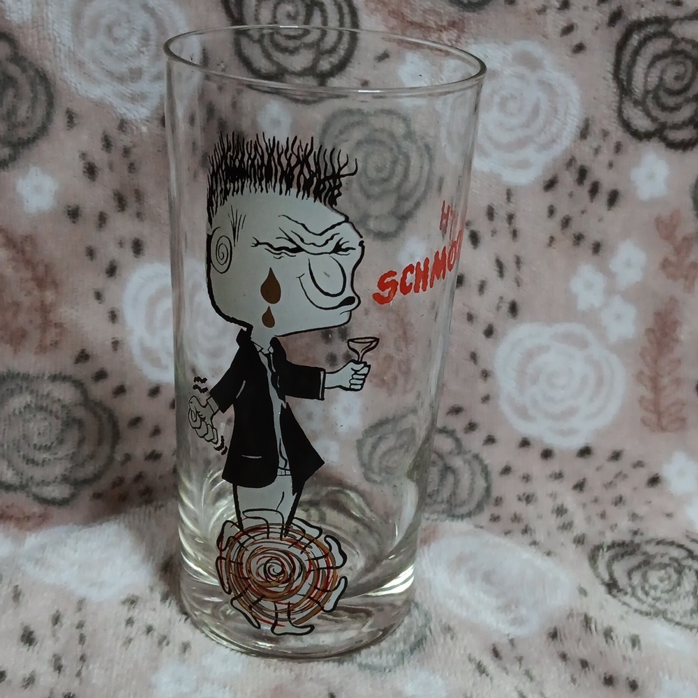 Vintage 1950's Virgil partch inspired comic highball glass